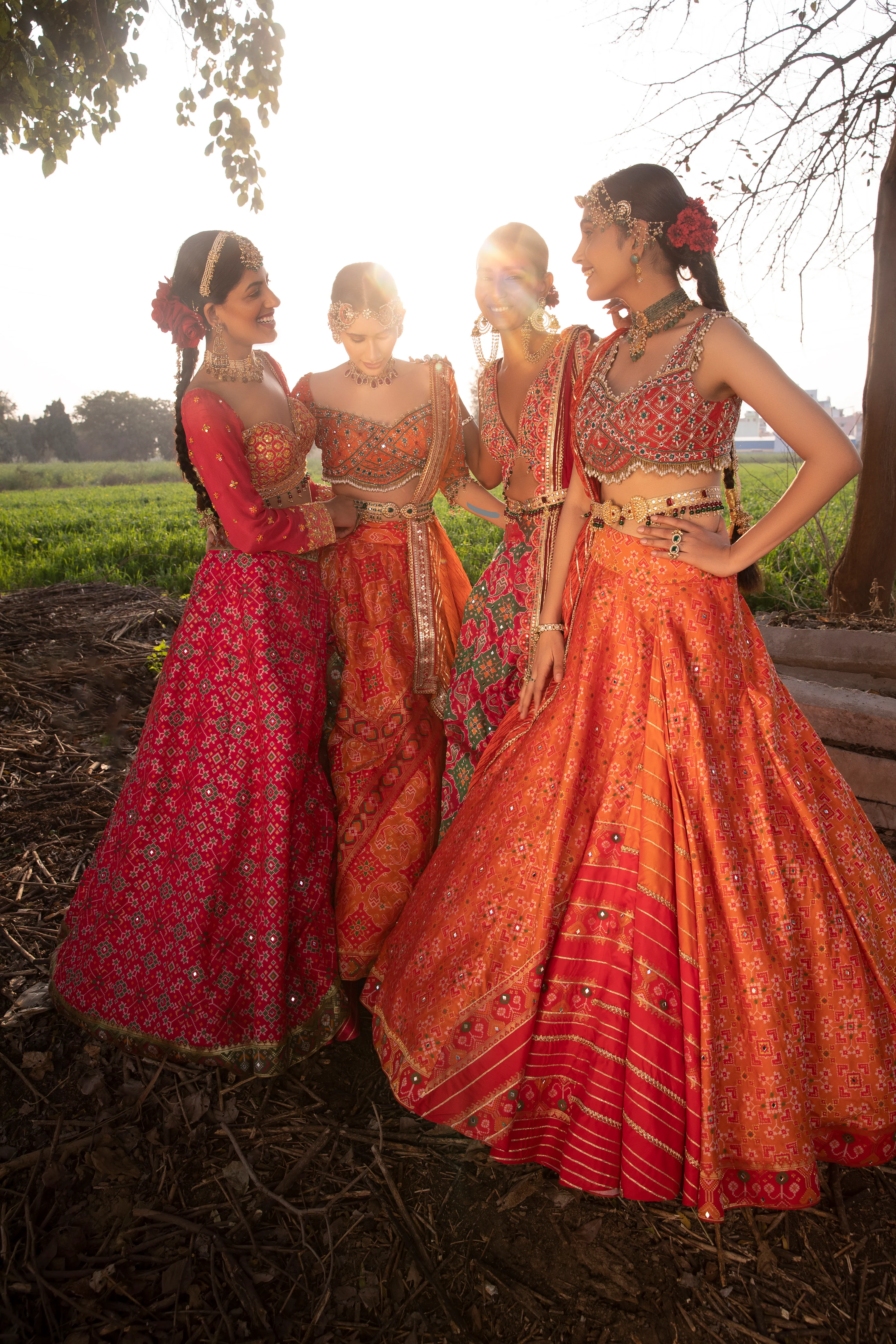 Coral Ikat Silk Lehenga - Image 3