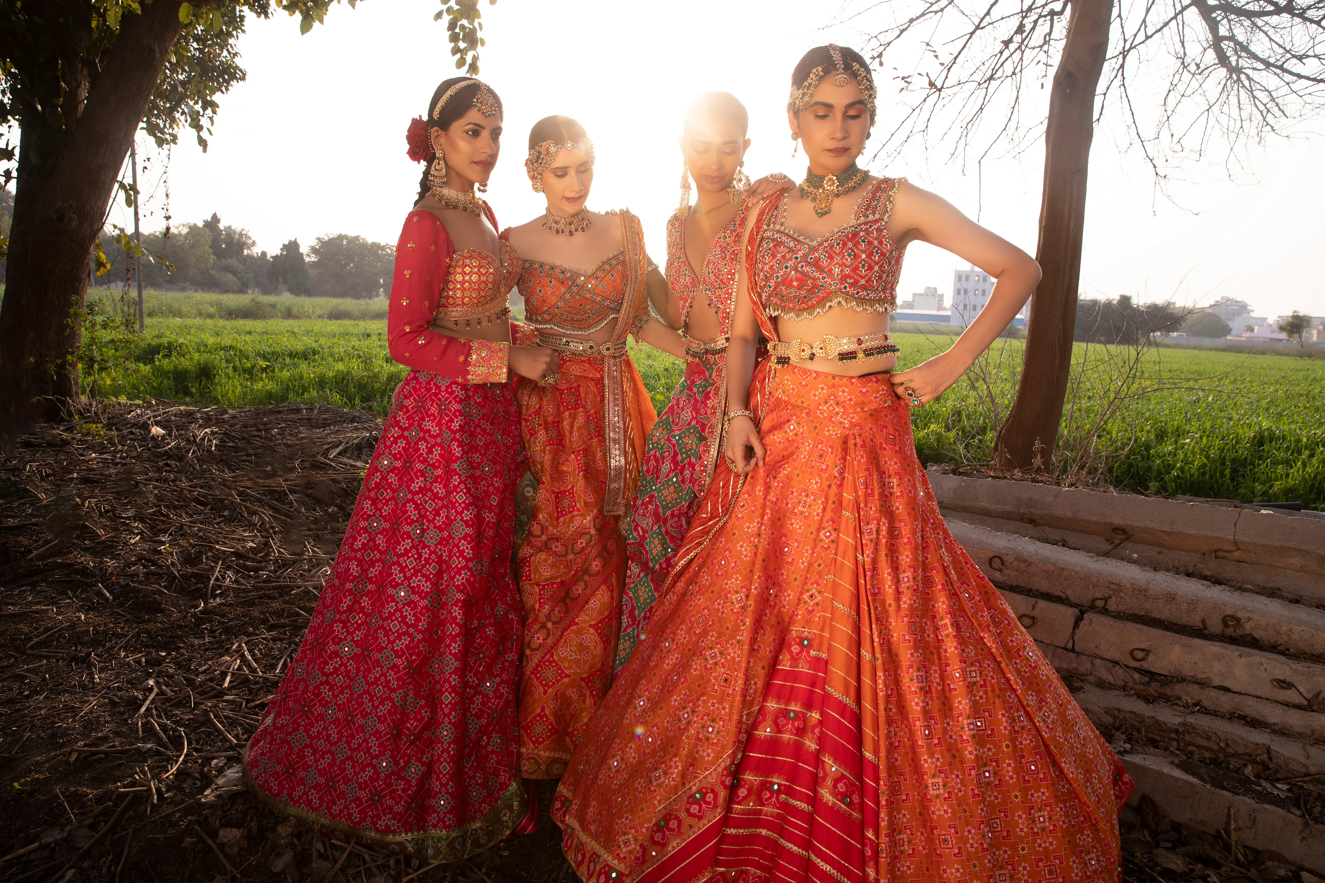 Coral Ikat Silk Lehenga - Image 6