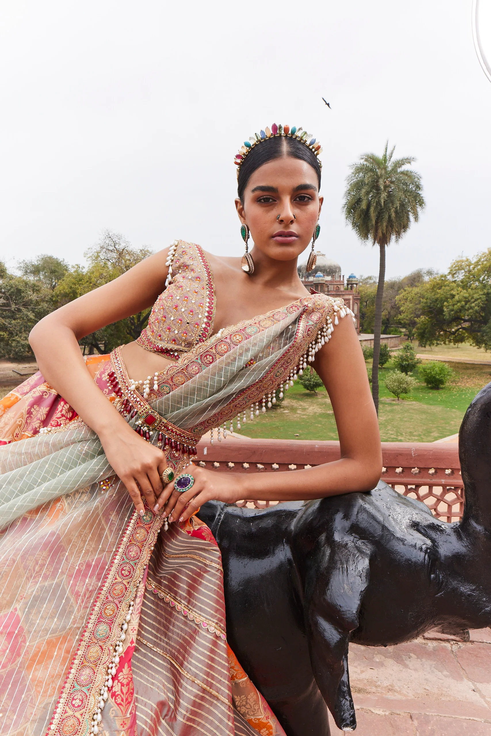 Coral Silk Lehenga - Image 3
