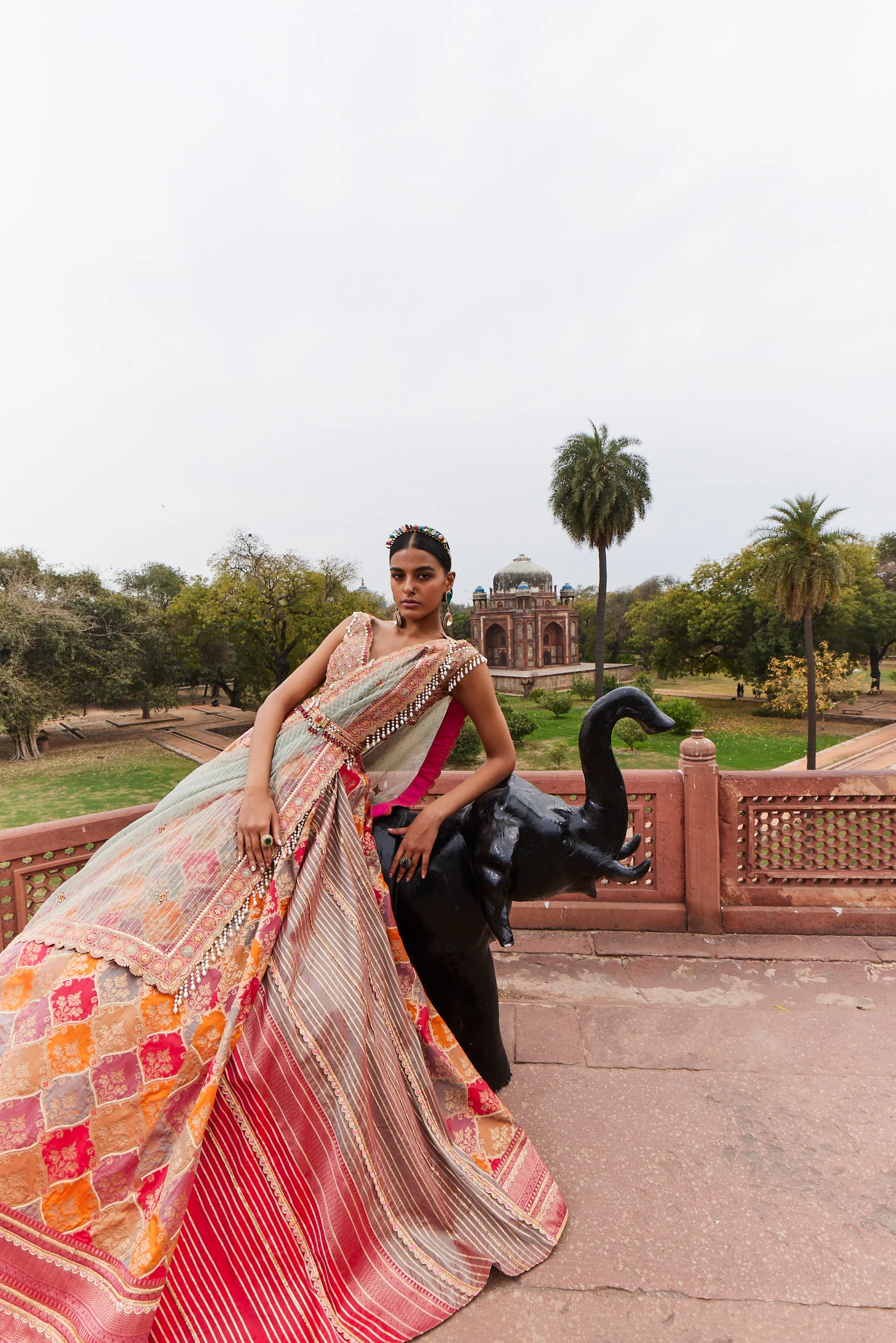 Coral Silk Lehenga - Image 4