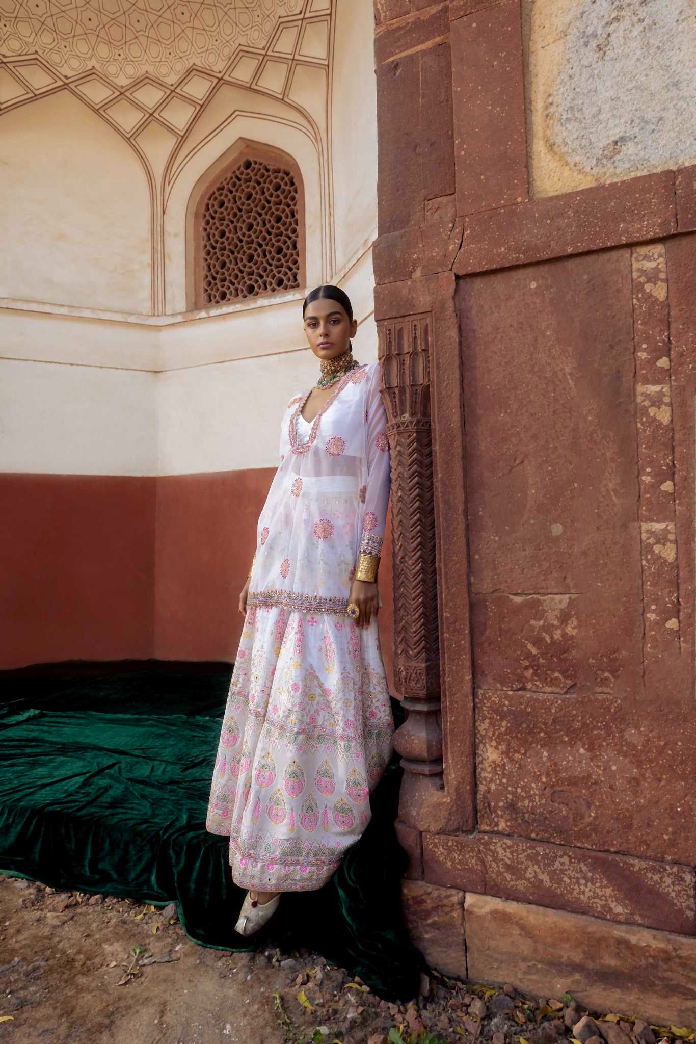 Ivory Chanderi Banarasi Sharara set - Image 3