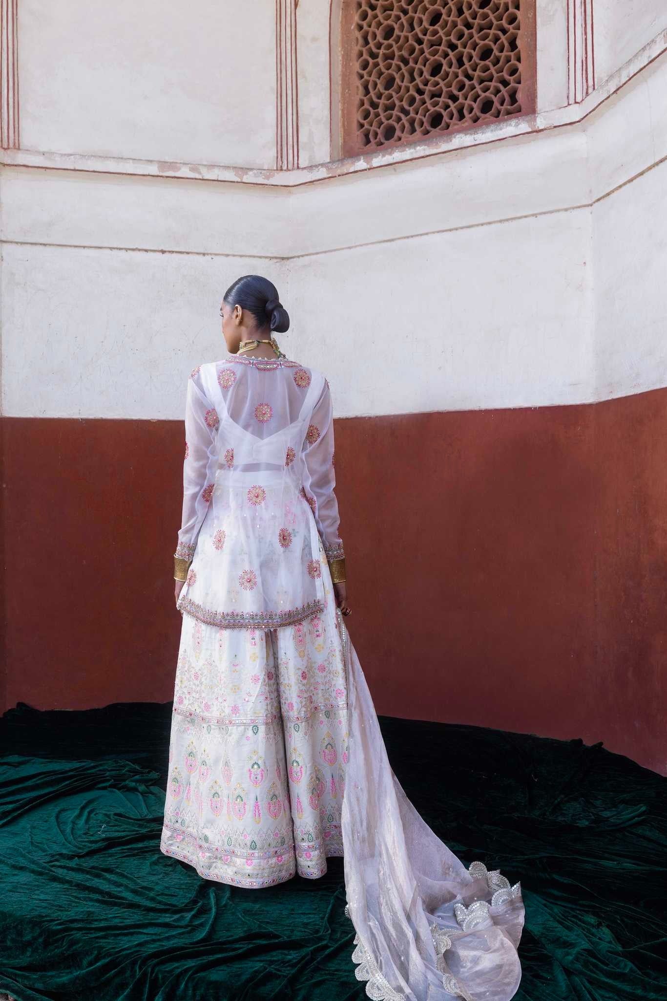 Ivory Chanderi Banarasi Sharara set - Image 4