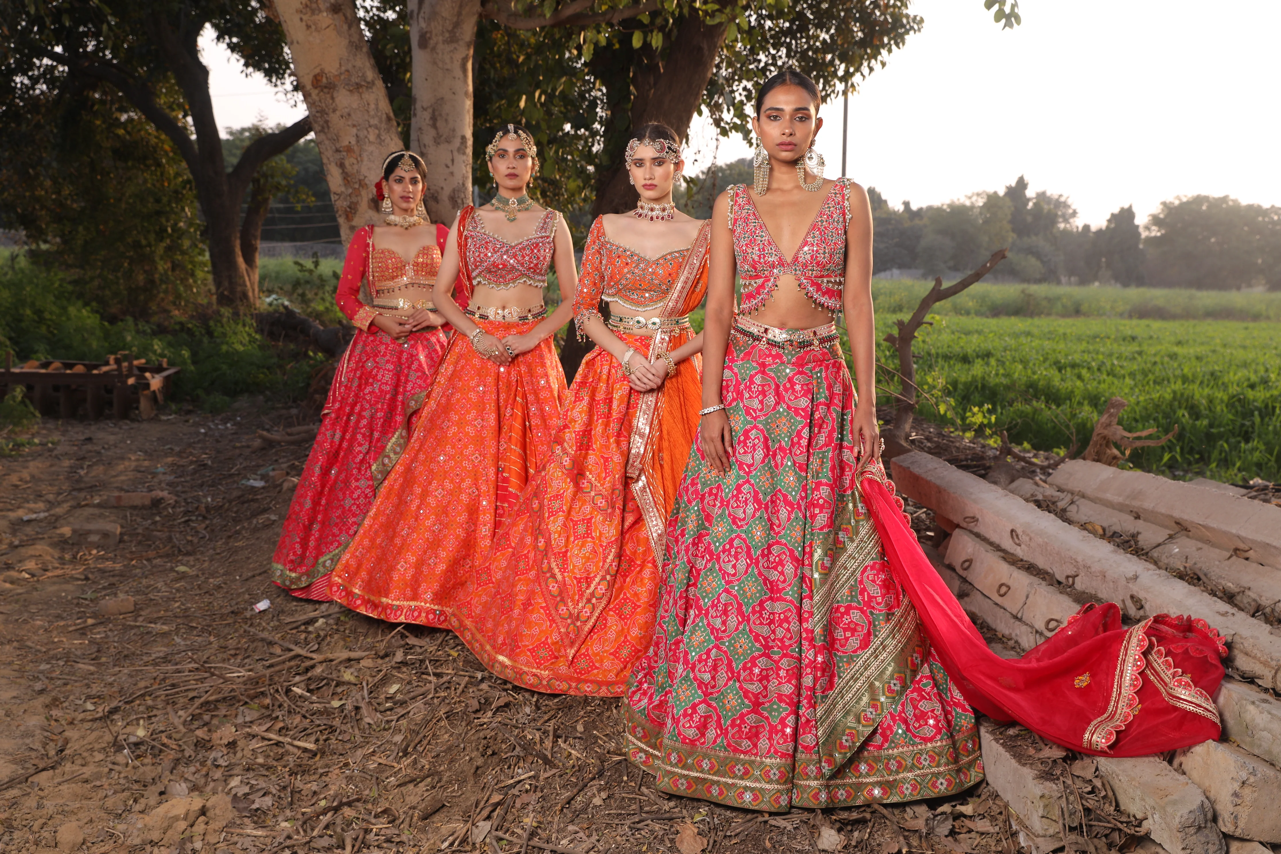 Light Coral Ikat Silk Lehenga - Image 5