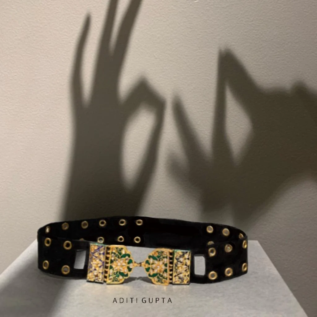 Green Jarokha Cocktail Belt with Eyelets - Image 4