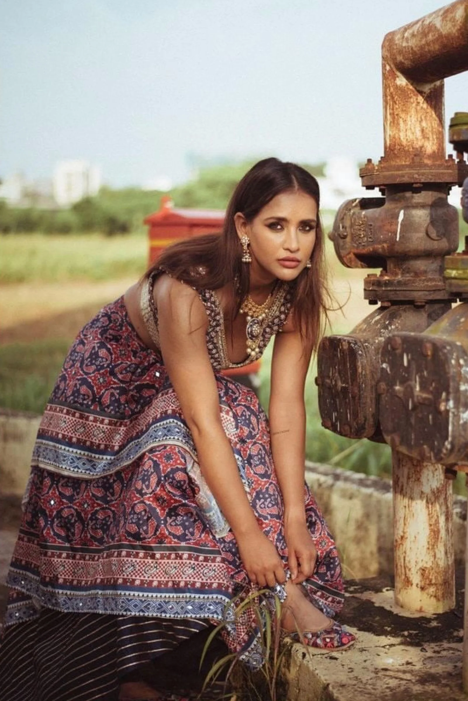 Aisha Sharma in MIDNIGHT BLUE PRINTED PATOLA LAYERED LEHENGA - Image 3