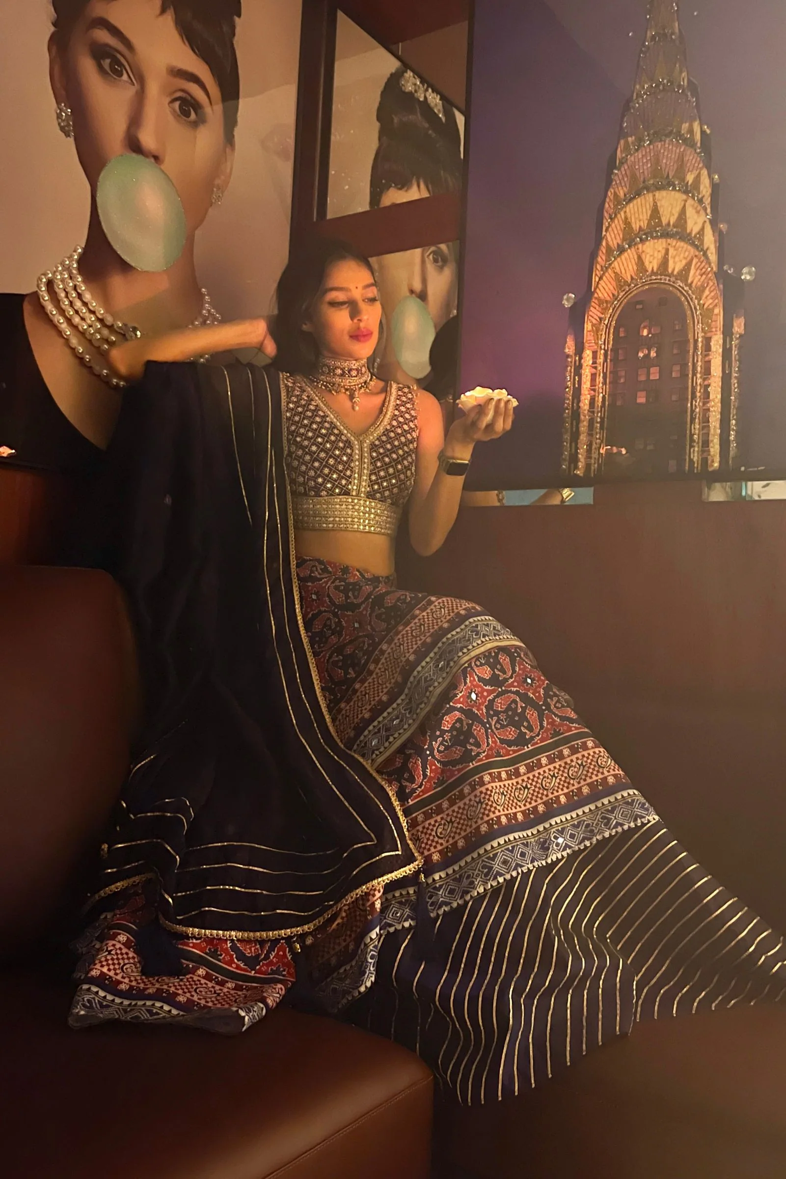 Payal Shah in MIDNIGHT BLUE PRINTED PATOLA LAYERED LEHENGA - Image 3