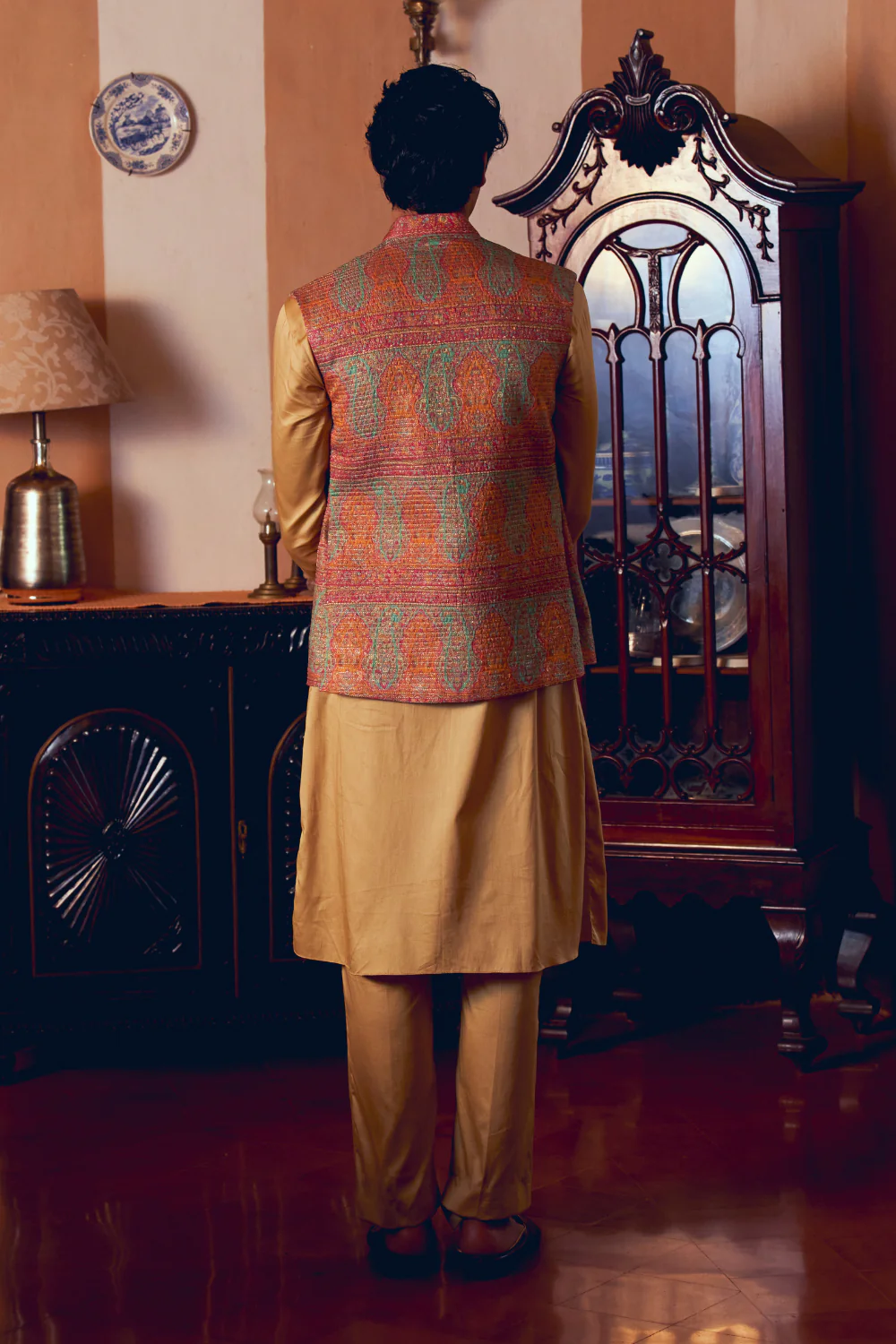 Multicolored Banarasi Jamawar men's jacket - Image 6
