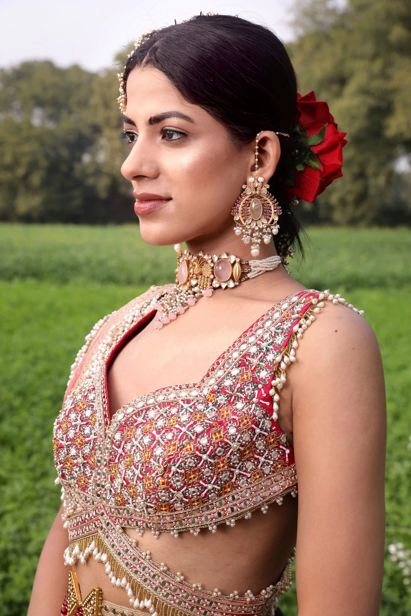 Peach Flower Kani Silk Lehenga - Image 3