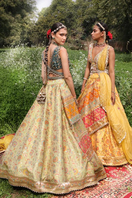 Pista Flower Kani Silk Lehenga - Image 5