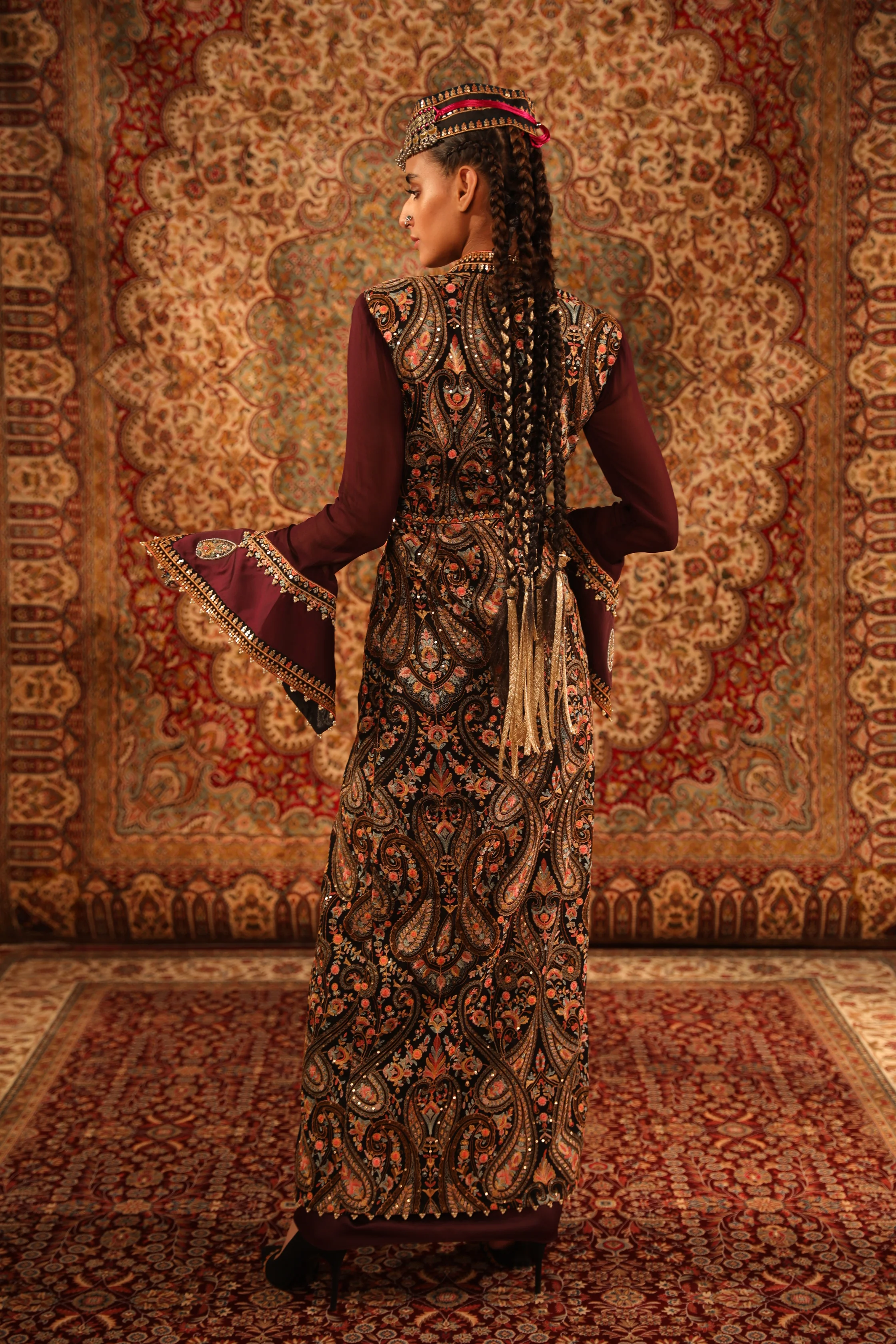 Wine Kashida long jacket - Image 3