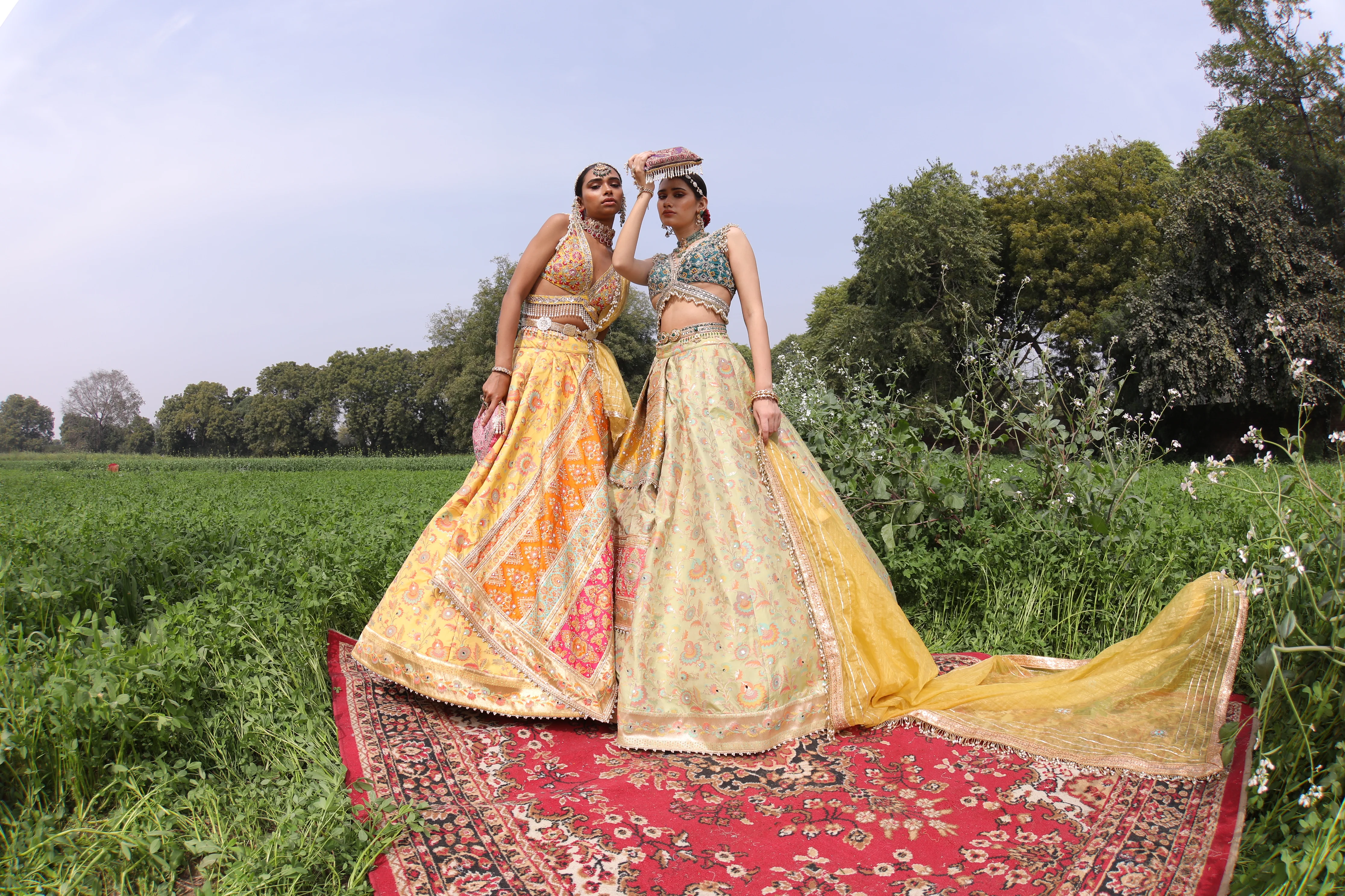 Yellow Flower Kani Silk Lehenga - Image 5