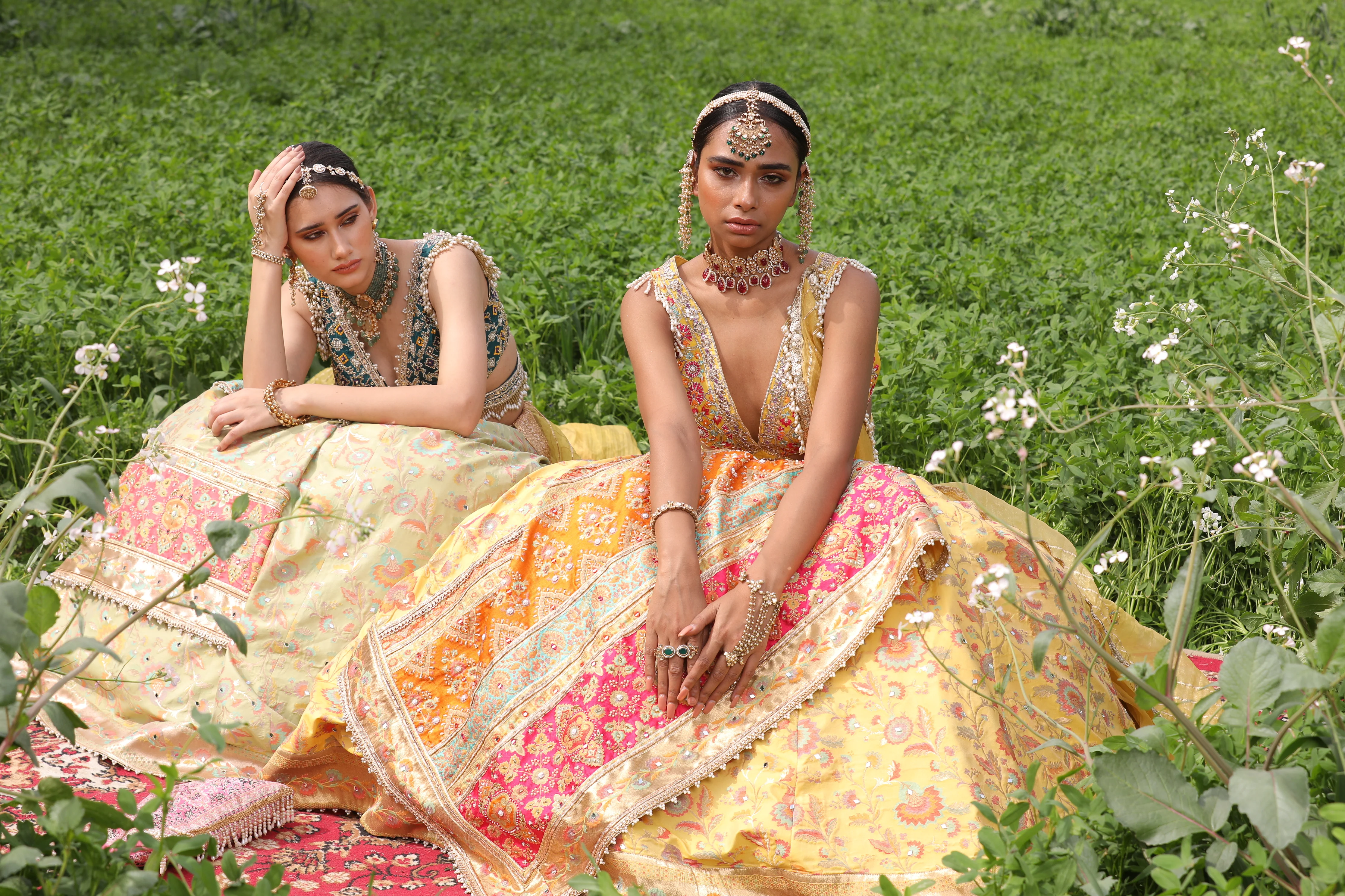 Yellow Flower Kani Silk Lehenga - Image 6